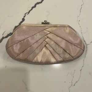 Kate Landry Gold Clutch w/ Rhinestone Clasp